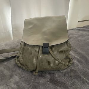 Green Draw String Leather backpack